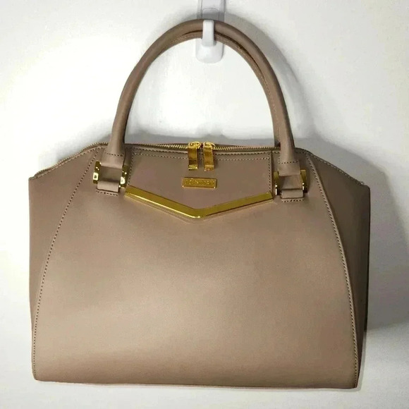 JOY & IMAN Taupe NWOT Leather XL Satchel - Picture 1 of 5